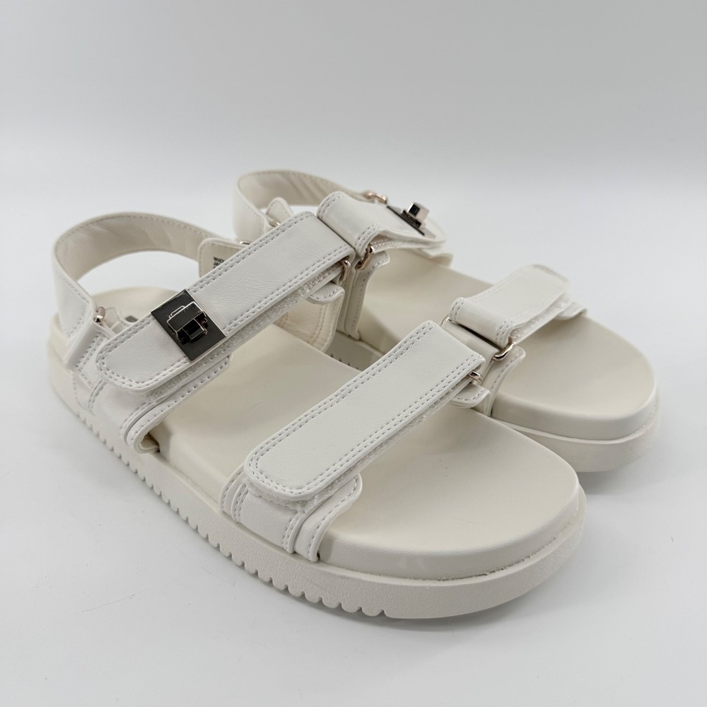 NEW Womens 8 Maisie Platform Sandals Cream Strappy Sporty Chunky Lug Sole Vegan
